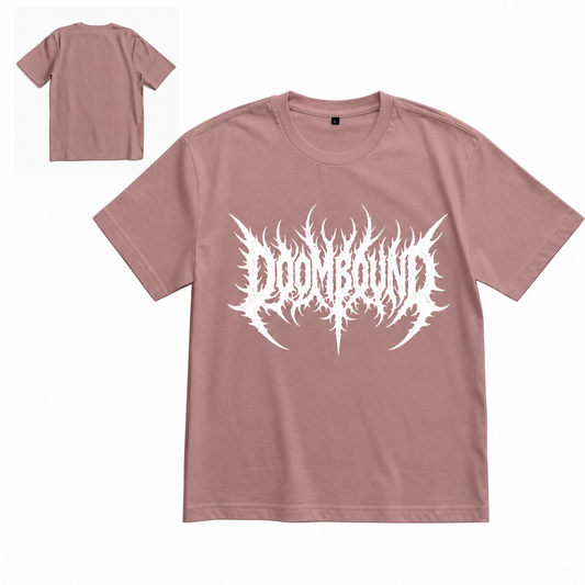 Beton Pink Clean Oversize in gedecktem Rosa, Vorderseite mit weißem Schriftzug und unbedruckte Rückseite