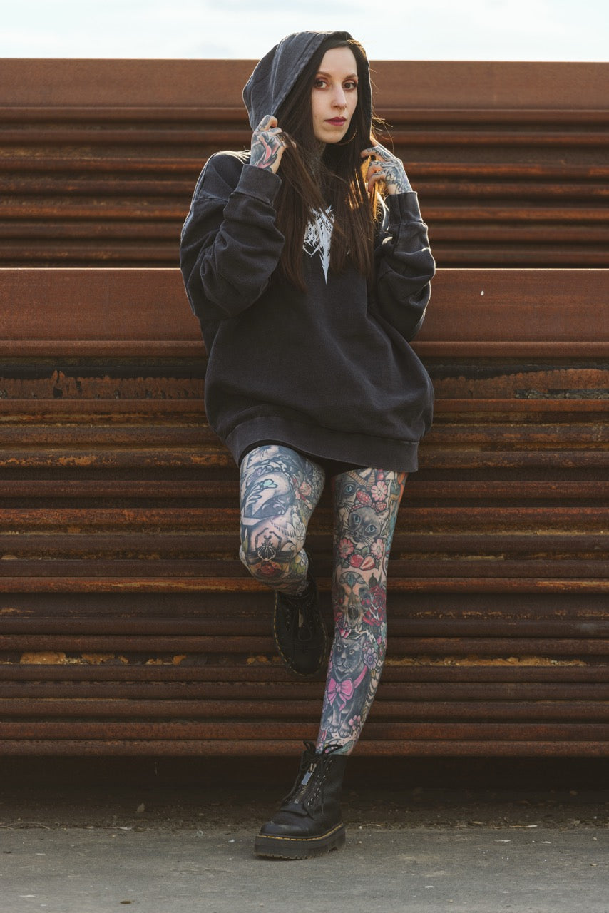 Skull Shredder Oversize Washed Hoodie