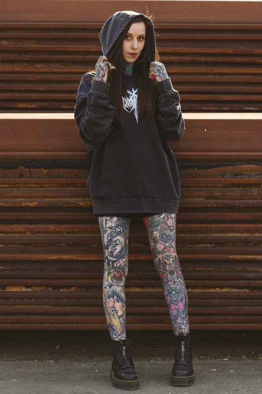 Skull Shredder Oversize Washed Hoodie