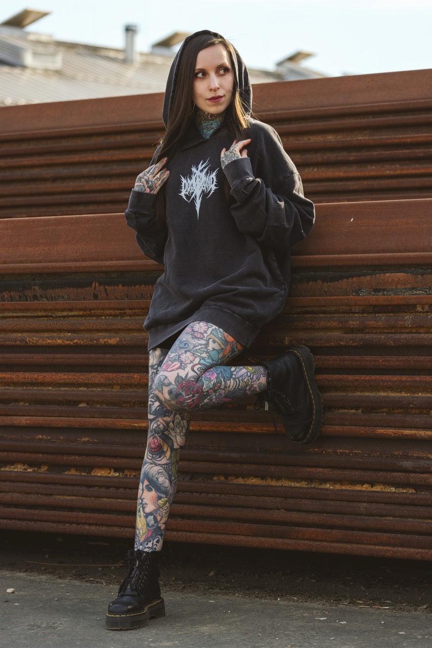 Skull Shredder Oversize Washed Hoodie