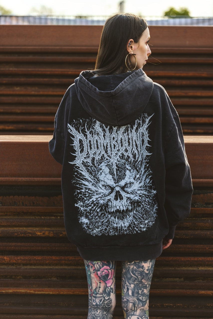 Skull Shredder Oversize Washed Hoodie