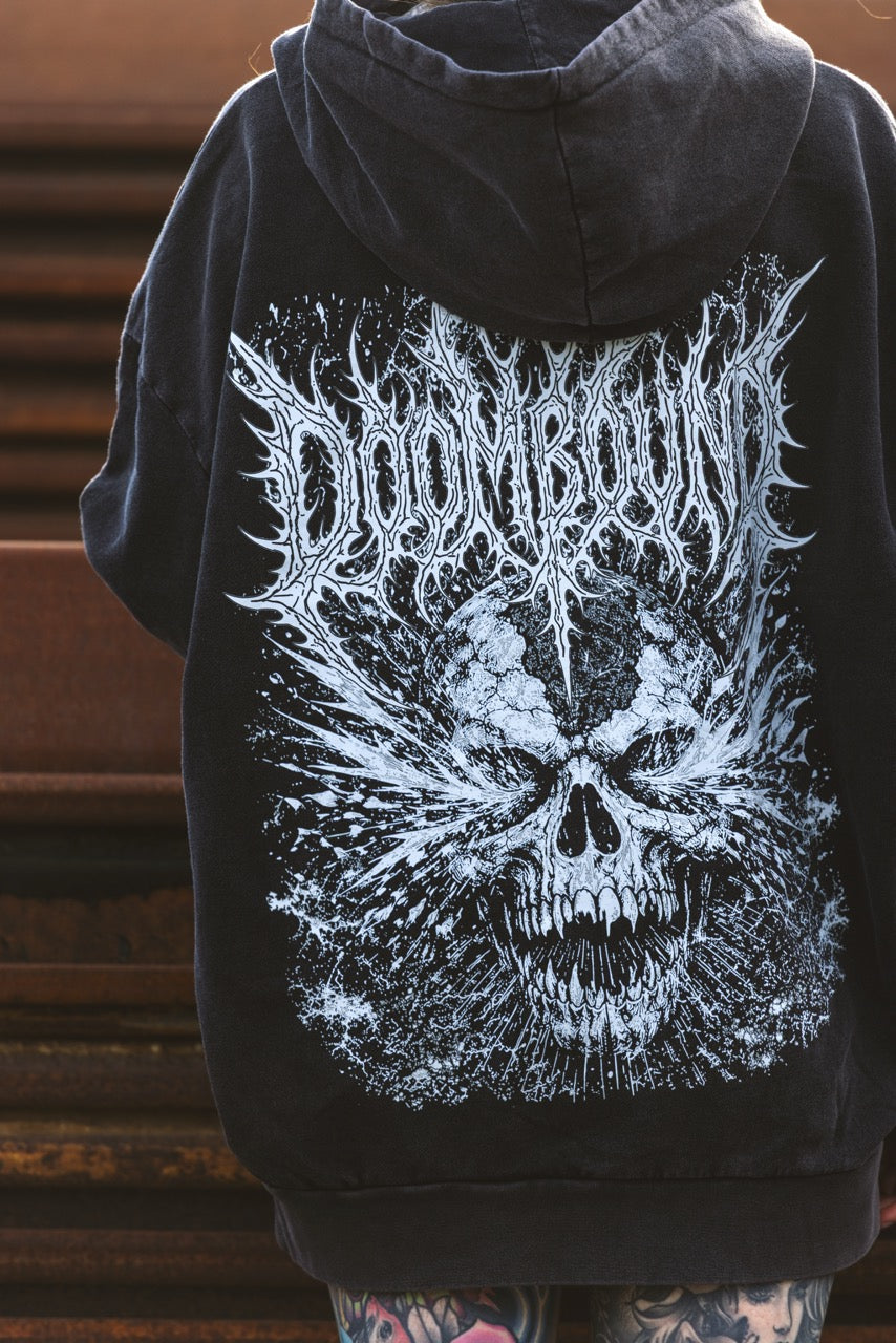 Skull Shredder Oversize Washed Hoodie