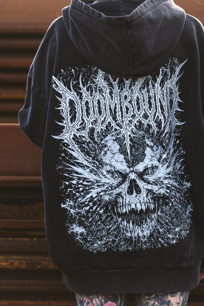 Skull Shredder Oversize Washed Hoodie