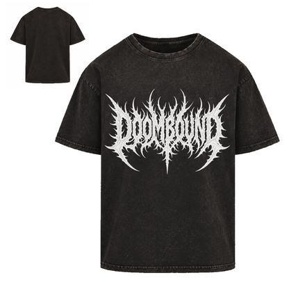 Core Kohle Shirt in verwaschenem Schwarz, Vorderseite mit weißem Schriftzug und unbedruckte Rückseite